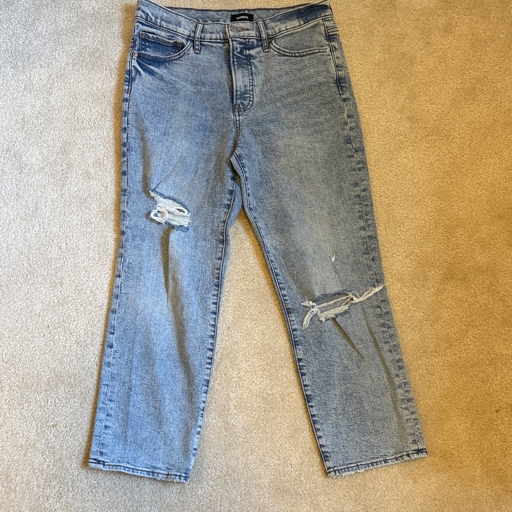 Express Blue Ankle Cropped Jeans